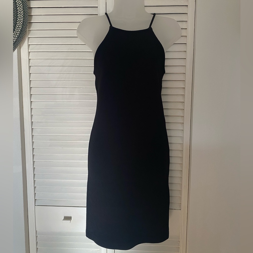 Textured Black Midi Dress